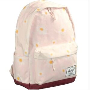 Herschel Supply Backpack in Birch Daisy Tan Leather Pink w/ Sunflowers